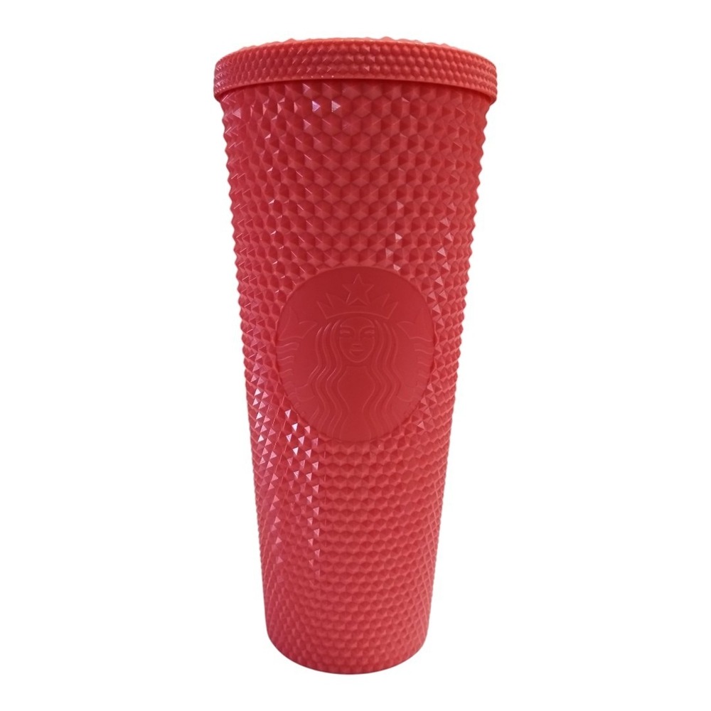 Starbucks Tumbler Dragon Fruit‎ Coral Pink Studded Bling 24oz Cup ( NO STRAW )
